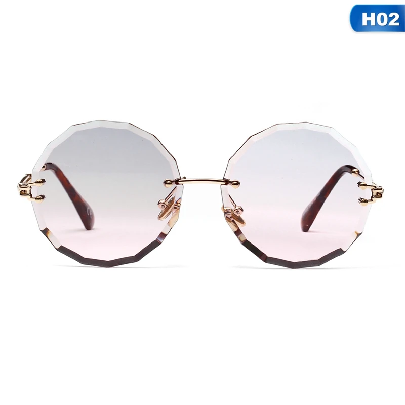 Модные круглые солнцезащитные очки без оправы с цветочным узором для женщин и мужчин, винтажные стильные солнцезащитные очки с металлической оправой, уникальные украшения для дома, очки для глаз