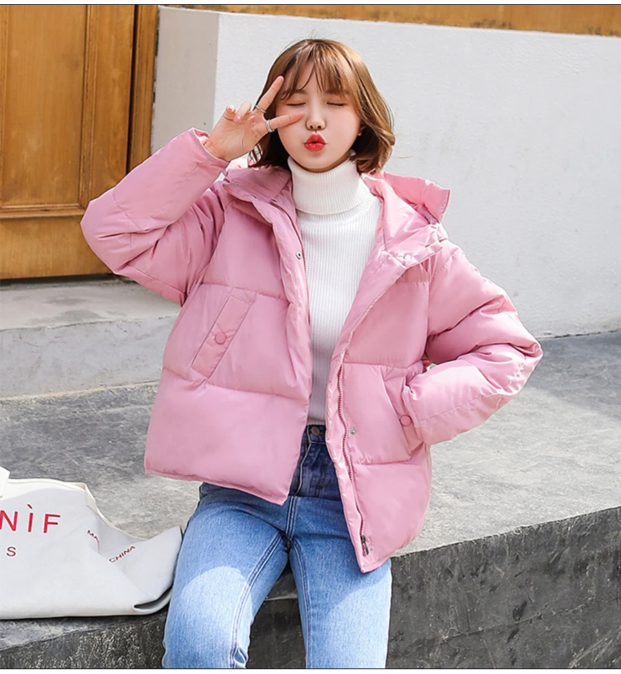 Hot Sale Winter Cotton Jacket Female Thicken Snow Lichens New Harajuku Short Sweet Down Cotton Coat Women Warm Loose Parkas