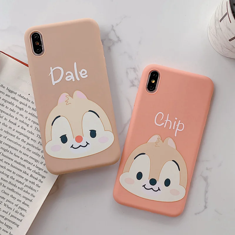 

Chip n Dale Cartoon Painted TPU Silicone Case For iPhone 6 6S 7 8 Plus for iPhone XS MAX XR X XS Soft Matte Frosted Back Cover