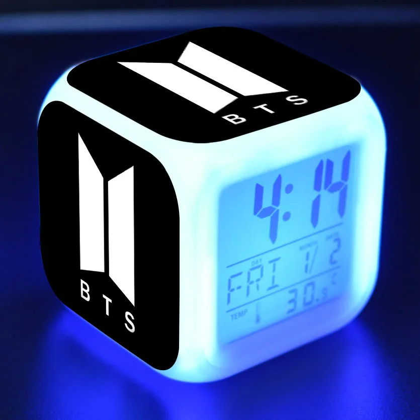 

BTS Figure Juguetes LED Clock Alarm Color Touch Light Desktop Watch Bangtan Boys Figuras Toys