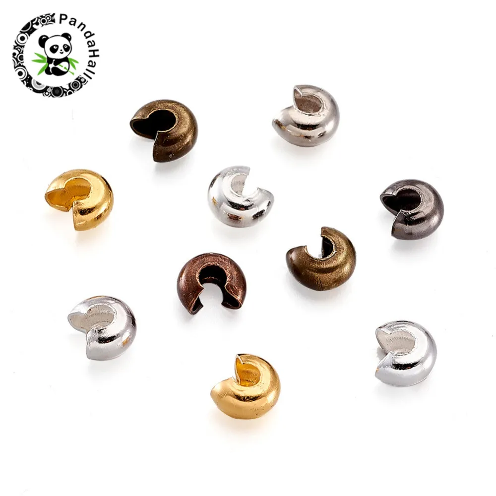 4mm Crimp Bead Cover Findings Antique Brass Plated 50pcs