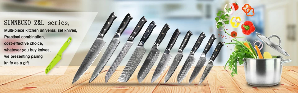 SUNNECKO 2 шт Кухня Набор ножей " Кливер 8" шеф-повар Ножи японский Дамаск VG10 стальная бритва острое лезвие резца инструменты G10 ручка