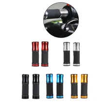 Universal 7/8” 22MM None-Slip Rubber Motorcycle grip handle bar CNC Machined Aluminum Motorbike handlebar 6 colors option Blue