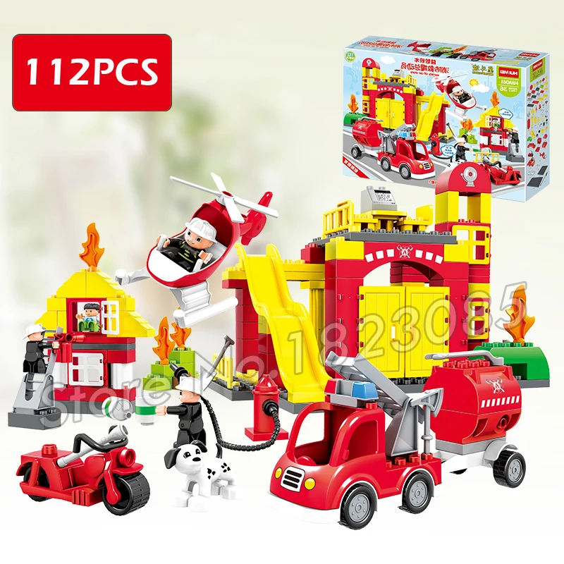 112pcs Town Fire Truck My First Fire Station Kit Model Building Blocks Bricks Kids Toys Compatible With Lego Duplo baby-building-blocks : image 112pcs Town Fire Truck My First Fire Station Kit Model Building Blocks Bricks Kids Toys Compatible With Lego Duplo baby-building-blocks
