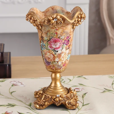 Креативная Европейская ретро ваза из смолы, статуэтка для домашнего интерьера, украшения для гостиной, столовой, столовые вазы+ Шелковый цветок, искусство - Цвет: style 9