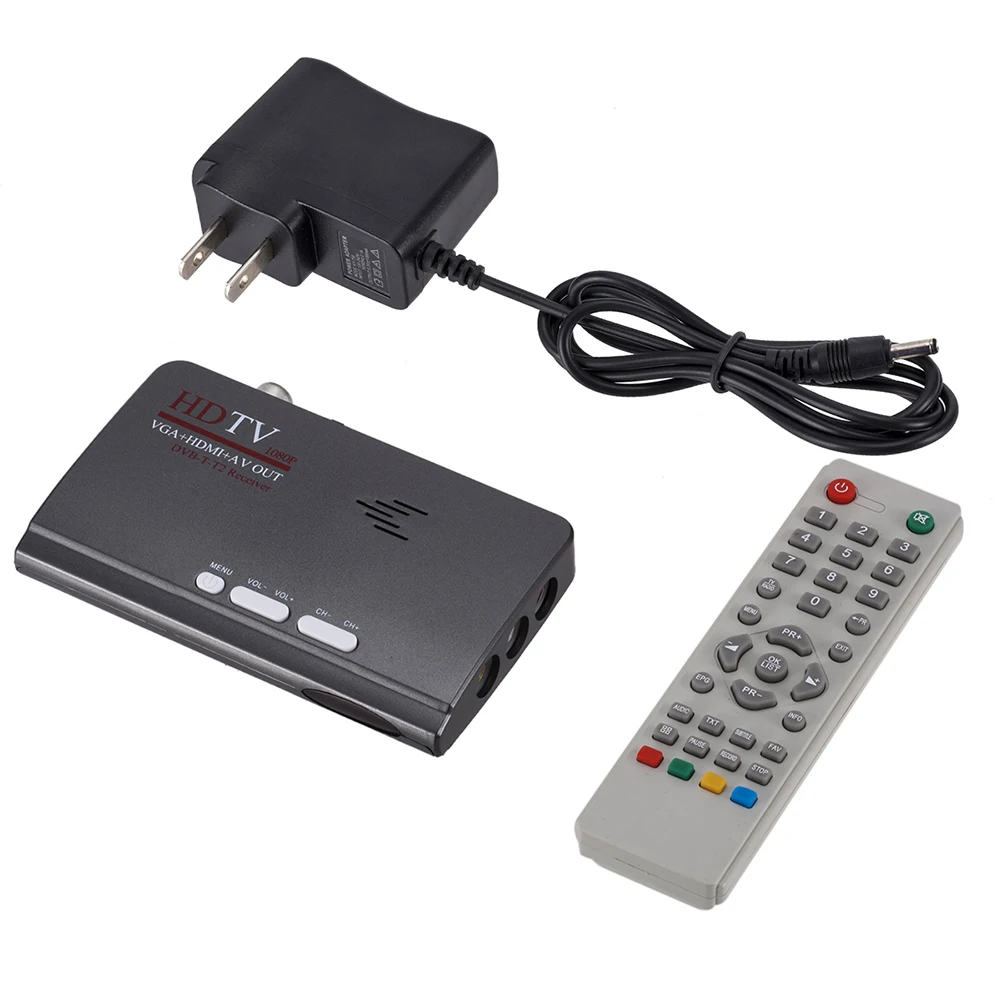 HDMI DVB-T/DVB-T2 ТВ-тюнер ресивер DVB T/T2 ТВ-приставка VGA AV CVBS 1080P цифровой HD спутниковый ресивер для lcd/CRT мониторов