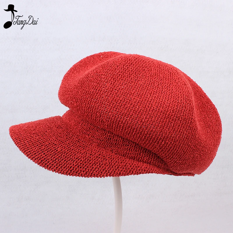 

2018 Octagonal Cap Summer Solid Straw Beret Hat For WomenHollow Out Sun Hat Newest Beret Caps For Female