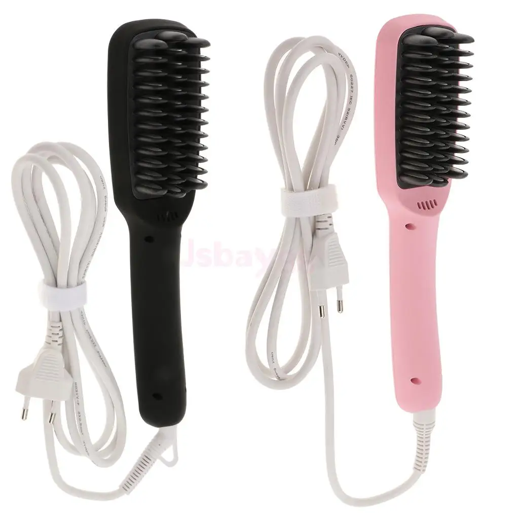 

Electric Heating Beauty Hair Straightener Comb Hair Straightening Brush Tool Safety NO Hurting EP Pink/ Black