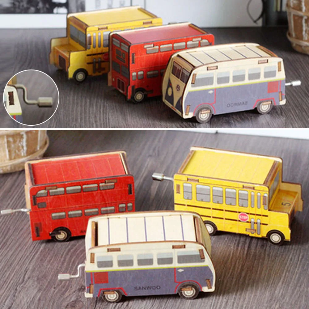 

Cute Cartoon Bus Car Music Box Wooden Home Decor Baby Children Toy Birthday Present Gift Truck Music Boxes