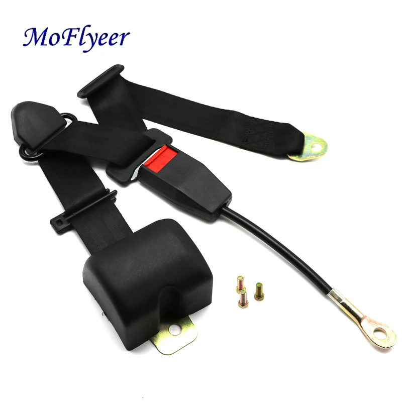 Moflyeer Universal Retractable Seat Belt Three Point Car Automatically Locking Seat Safety Belt