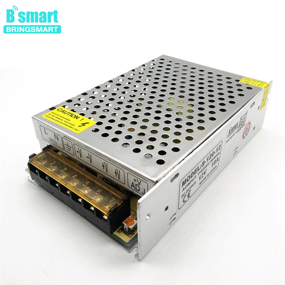 Bringsmart 12V 10A DC источник питания 220V AC в DC 12V трансформатор адаптер питания 10A 2 провода выход