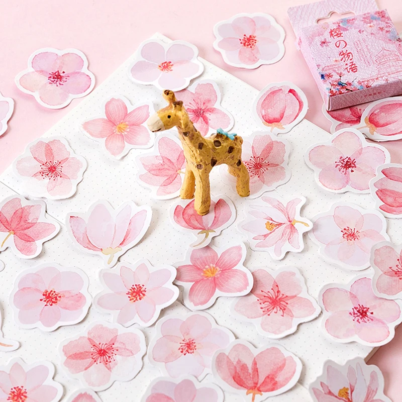 45 шт./кор. розовые бумажные наклейки с цветком вишни diy альбом клейкая бумага