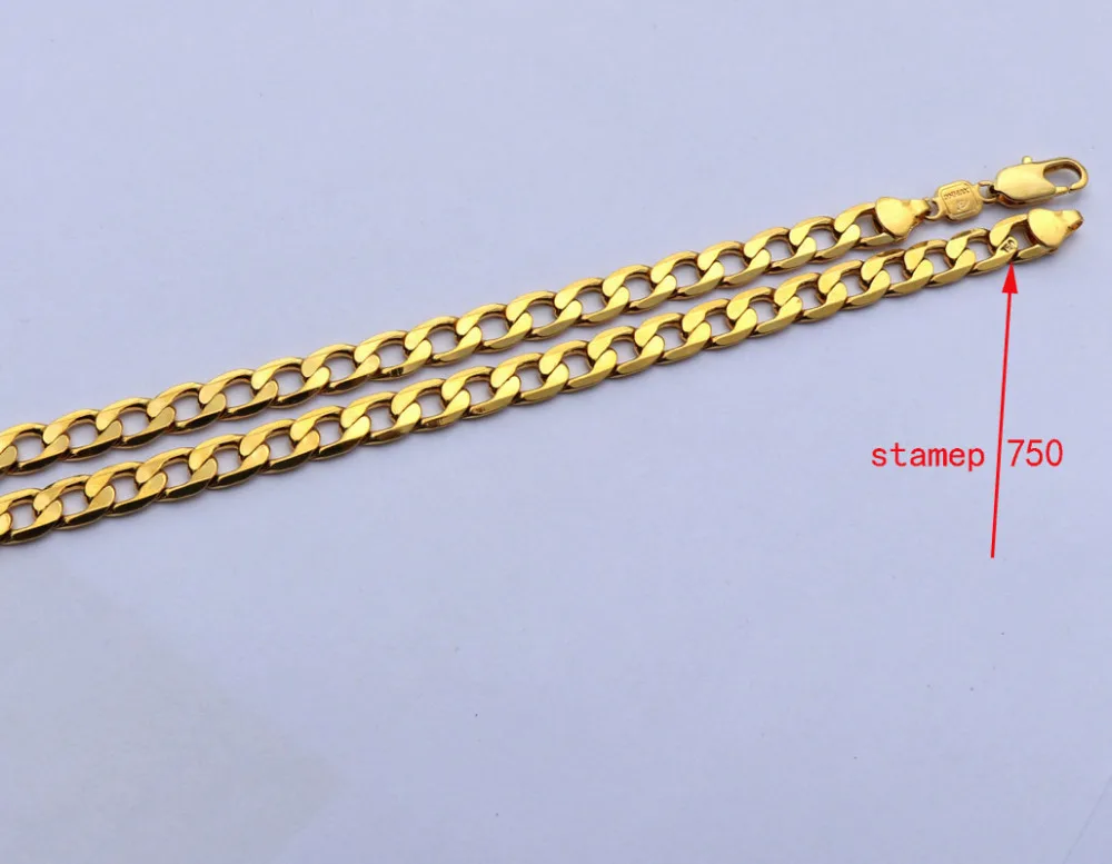 Чистое 24 K тонкое Золотое GF ожерелье твердое Stamep AU750 23 6 &quotцепочка карат цельное
