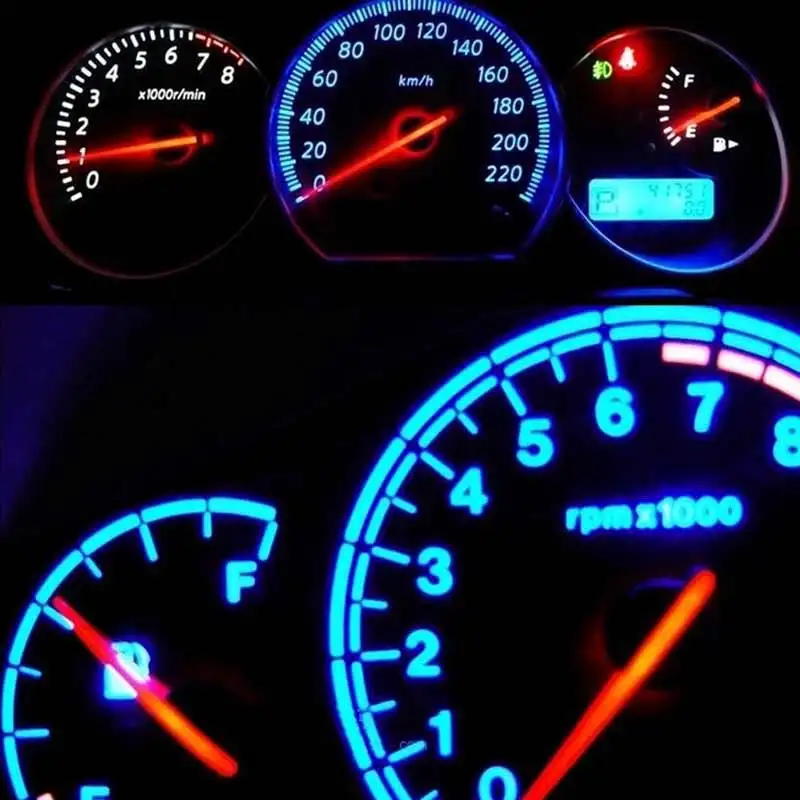 

10pcs T5-B8.5D-5050smd LED SMD Lamp Gauge Speed Dash Bulb Dashboard Instrument Light 12V TN88