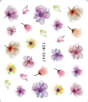 

FWC Hot Designs 3d/Water Purple Beautiful Flower Sticker Nail Art Sticker Nail Foils for DIY Manicure Decorations
