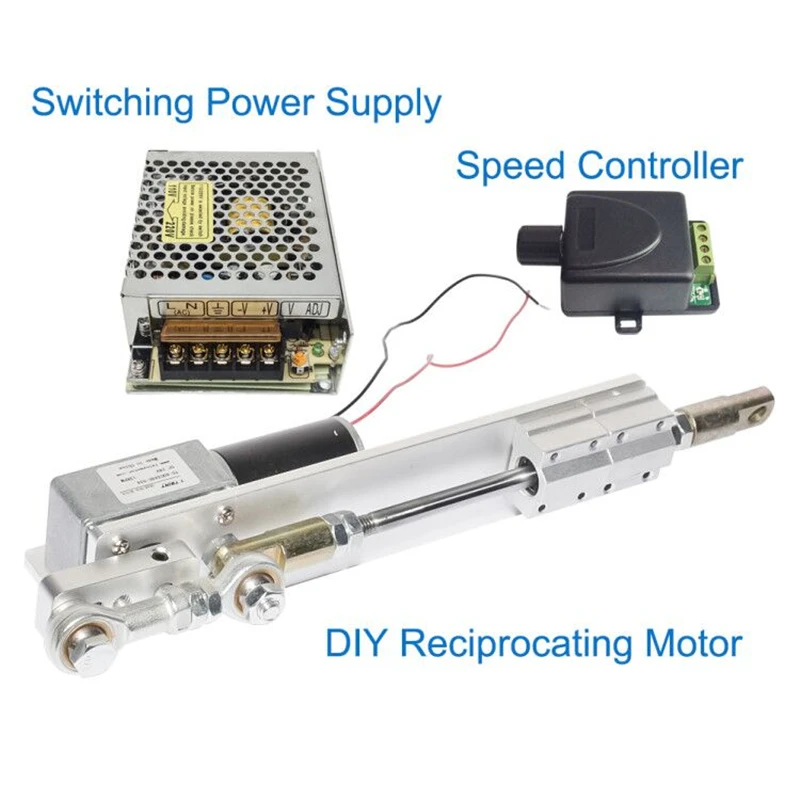 DIY Design DC 24V Linear Actuator Reciprocating Electric Motor Stroke +Switching Power Supply ...