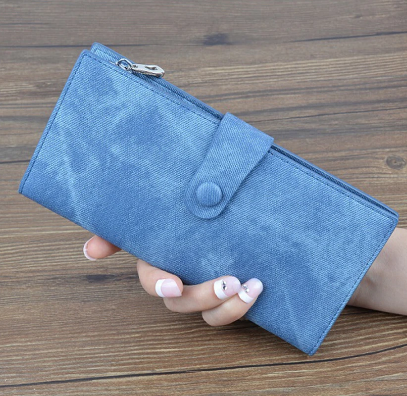 

Artmi Lady Leather Long Wallet Card Holder ID Window Buckle Wallet Women Purse with Zipper Pocket