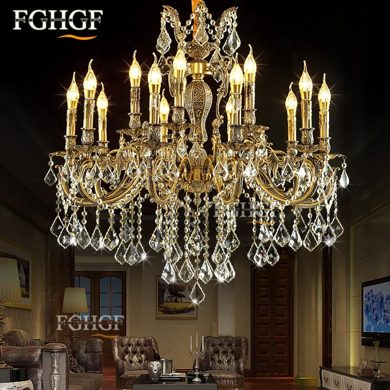 Large Crystal Chandelier Light Luxury Chandeliers Lamp Bronze Color Lighting Lustre E14 E12 Lamp for living room Bedroom Hotel (1)