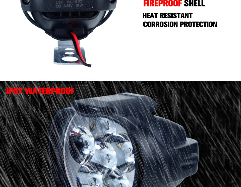 VooVoo LED 10W 1200LM Motorcycle Headlight Lamp 6 Led Moto Light Assembly Scooters Spot Light 6000k White DC 9-85V Super Bright_01 (6)