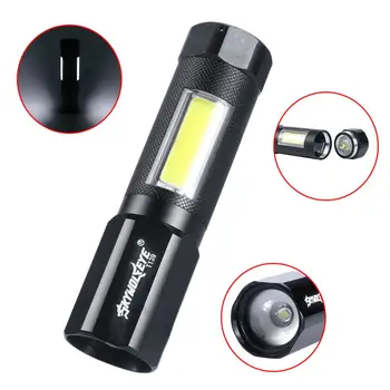 

Telescopic Focusing 500 Lumens T6 + Double Faced COB Aluminum Alloy Glare LED Flashlight with 5 Modes for Outdoor / Daily Life