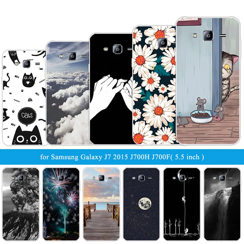 Для Samsung Galaxy J7 (2015) J700F J700H задняя крышка телефона для Silicon 5 &quotдля 2015 черный