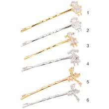 Женская милая балетная танцовщица с героями мультфильмов, заколка для волос со стразами, роскошная заколка для волос, Минималистичная тонкая металлическая волнистая шпилька