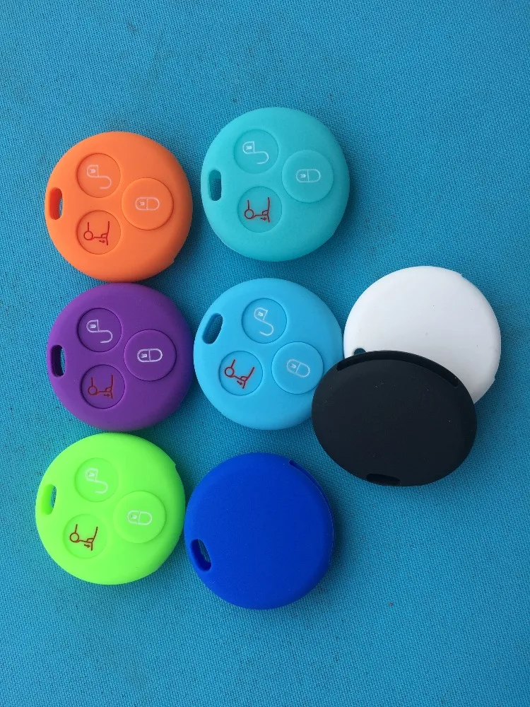 1Pcs Silicone Car Key Cover Case For Smart City Fortwo Roadster 3 Buttons Remote Accessories Parts