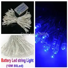 20 шт./лот 10 м 80LED Строка сказочных огней AA Батарея работает Рождественская Свадебная вечеринка домашнего декора-синий