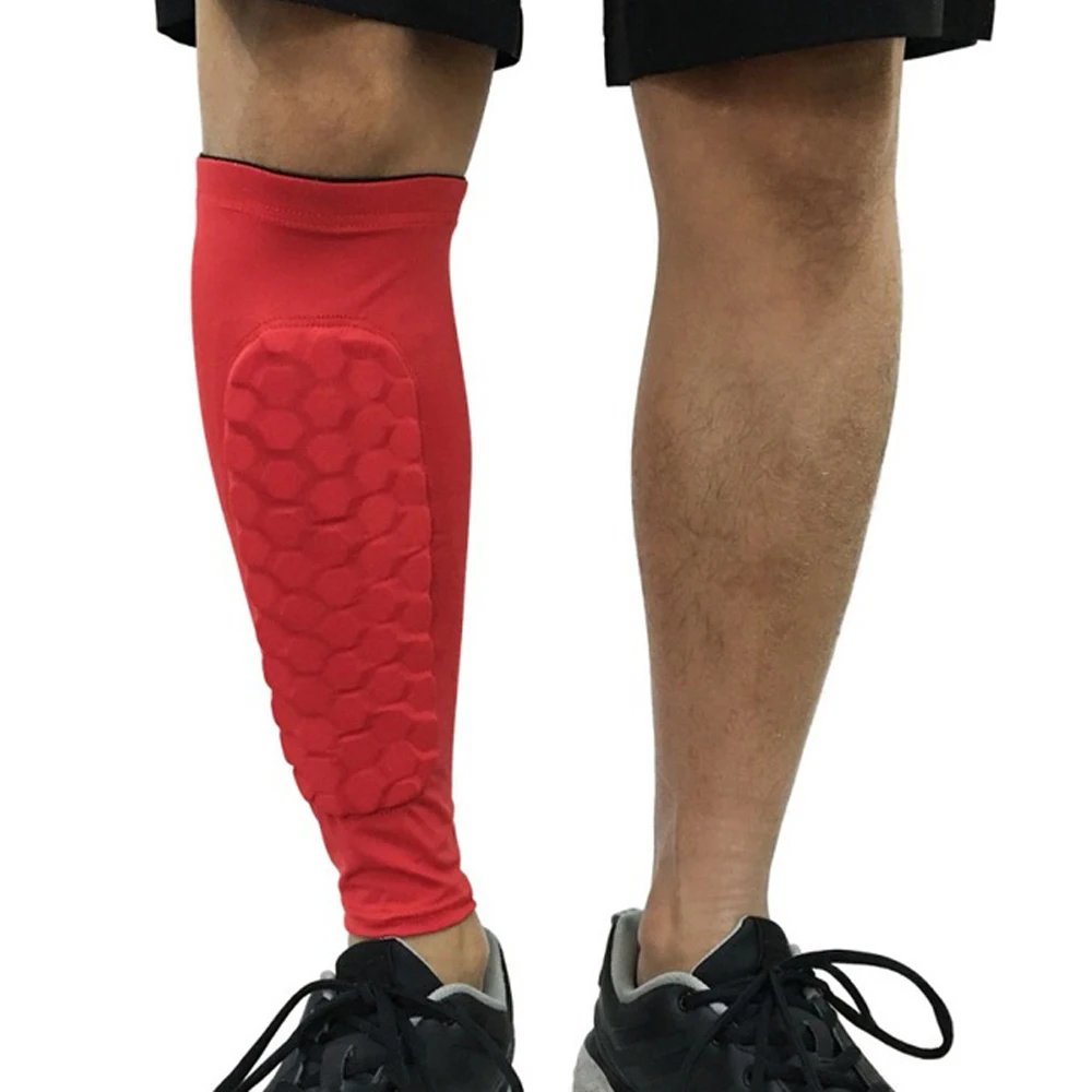 1 шт Анти-столкновения футбольный защитный щиток голени Футбол Баскетбол теленок Поддержка сжатия мышечные Носки Бег Гетры - Цвет: red