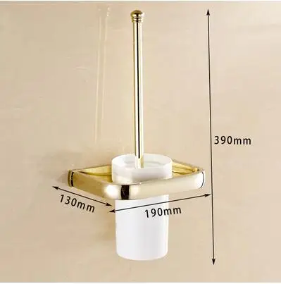 Латунный набор аксессуаров для ванной комнаты, Золотой квадратный держатель для туалетной щетки, держатель для бумаги, держатель для полотенец, держатель для полотенец, крючок для ванной - Цвет: toilet brush holder