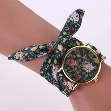 Fashion Women Small Floral Cloth Wristwatch Ladies Watch Fabric Watch Sweet Girls Bracelet Watch LL@17