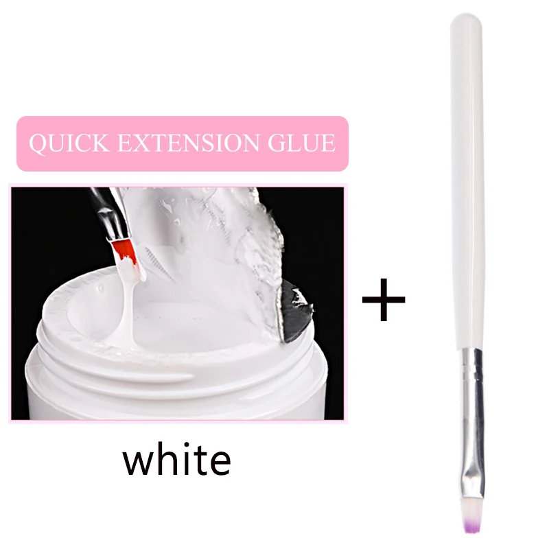 white( with brush ) Гель для наращивания ногтей, 3 цвета, полигель, набор, гель для наращивания ногтей, Удлинительный УФ-гель для ногтей - Цвет: white( with brush )
