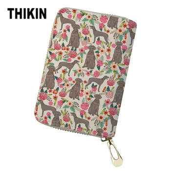 

THIKIN Weimaraner Pet Printing New Card Holder Wallet Flower Animals Female Credit Business Cute Dog Bank Card Holder Custom