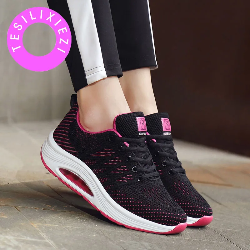 

TESILIXIEZI New Fashion Tenis Feminino Light Breathable Mesh Shoes Woman Casual Shoes Female Air Mesh Swing Wedges Sneakers