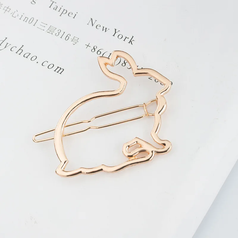 

Elegant Women Korean simple Dainty Gold Silver Hollow Geometric Metal Hairpin Hair Clip Headwear Hairpins Hair Barrette