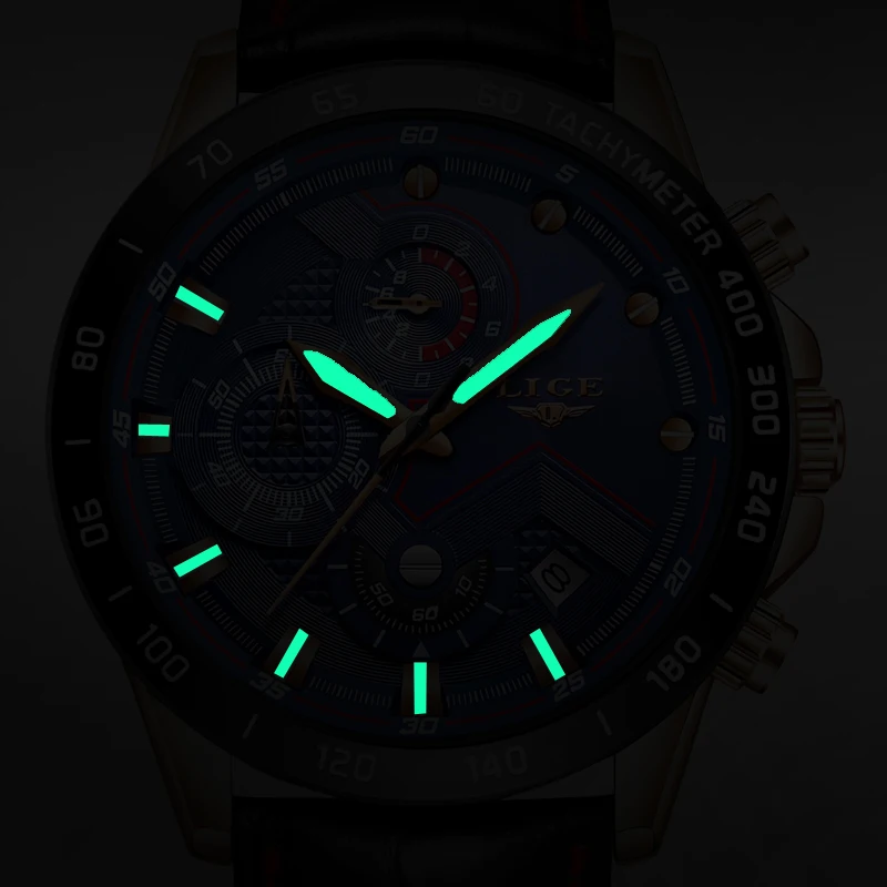 Relogio Masculino Mens Watches LIGE Top Brand Luxury Men's Multi-Functional Quartz Watch Men's Military Waterproof Sports Watch 