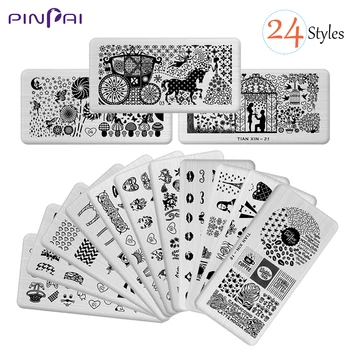 

Pinpai Nail Stamping Plates Lace Flower Animal Heart Stamp Pattern Nail Art Stamping Template Image Plate Stencil Manicure Tools