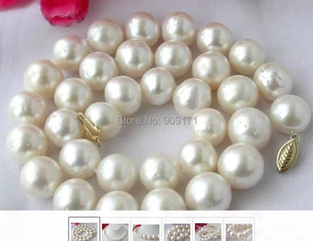 

Free Shipping>>HUGE 17" 9-10MM WHITE ROUND FRESHWATER CULTURED PEARL NECKLACE
