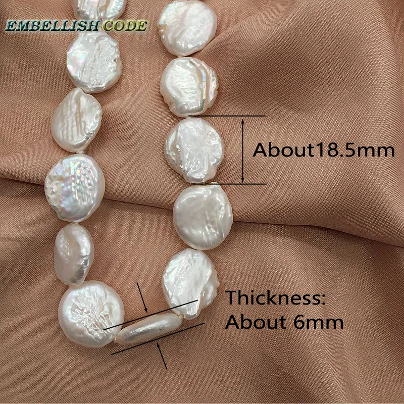 Необычное жемчужное колье в стиле барокко, массивное ожерелье белого цвета, круглая монета, плоская форма, натуральный пресноводный жемчуг, складное лицо, 50 см, 58 см