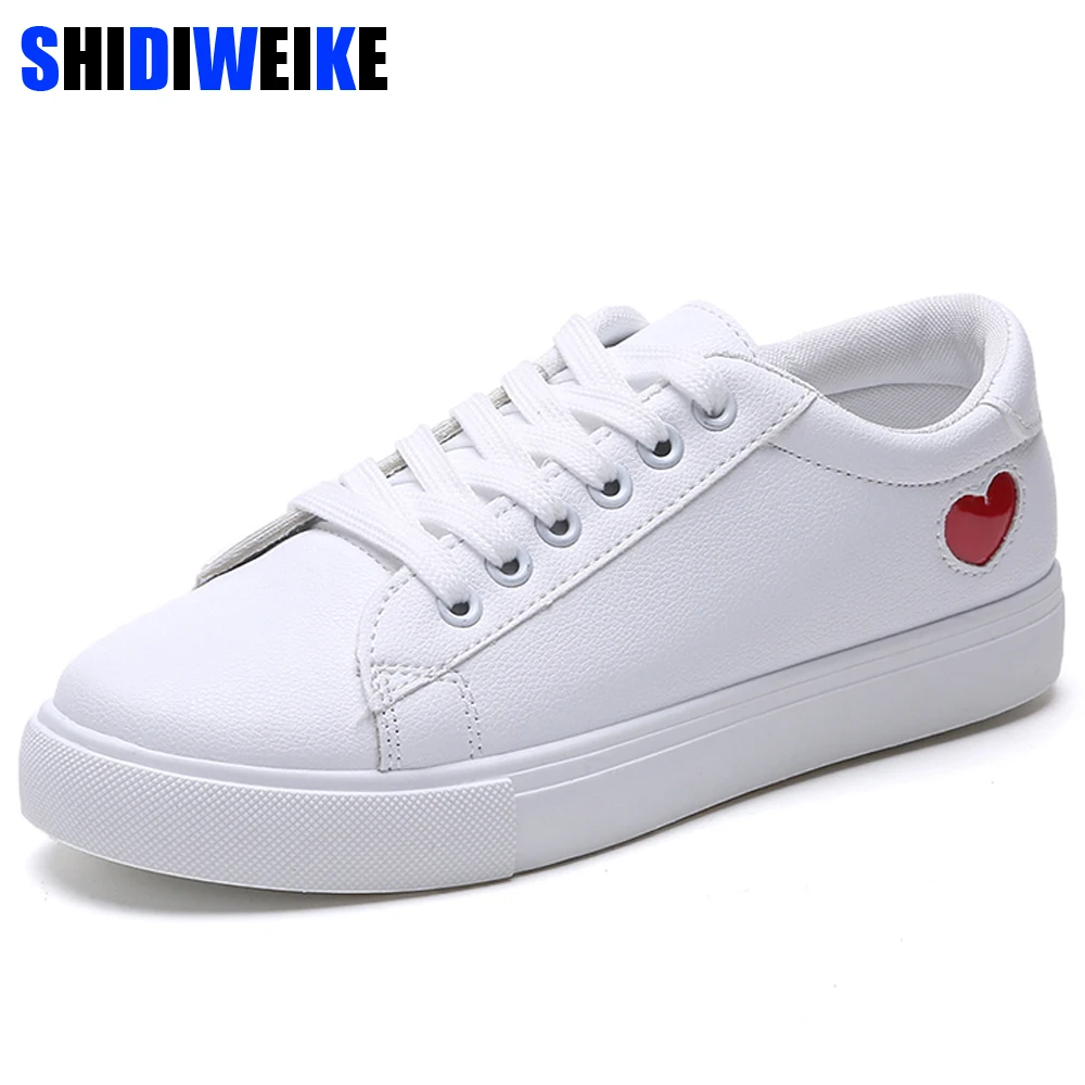 

New Spring Autumn Tenis Feminino Lace-up White Shoes Woman Pu Leather Solid Color Female Casual Women Sneakers Zapatos g360