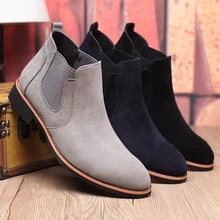 Britische Mode Chelsea Stiefel kuh Wildleder Nähgarn Männer Stiefeletten kanye chaussure femme Plus Größe Plus Größe 37-45