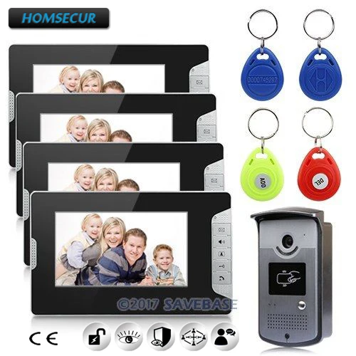 HOMSECUR Ultrathin 7 LCD Monitor Video Door Phone Home Intercom Doorbell With Camera 1V4