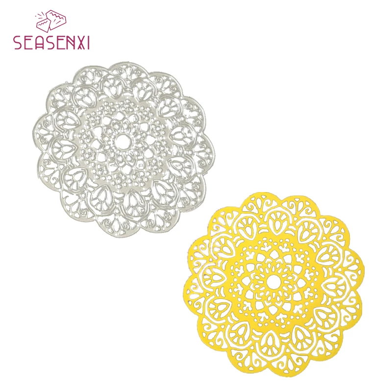 

SEASENXI Round Lace Flower Metal Cutting Dies Stencils DIY Scrapbooking Die Cuts Album Paper Cards Decor Crafts Embossing Tools