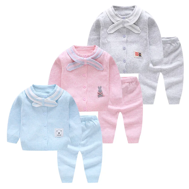 

2Pcs Newborn Baby Girl Clothes Cardigan Knitted Long Sleeve Tops Jacket+Pants New Autumn Infant Toddler Baby Boys Clothing Set