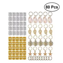 80 шт. золотые кольца для волос для косичек, дреды, бусины, манжеты для волос, дреды, аксессуары для волос, накладные волосы