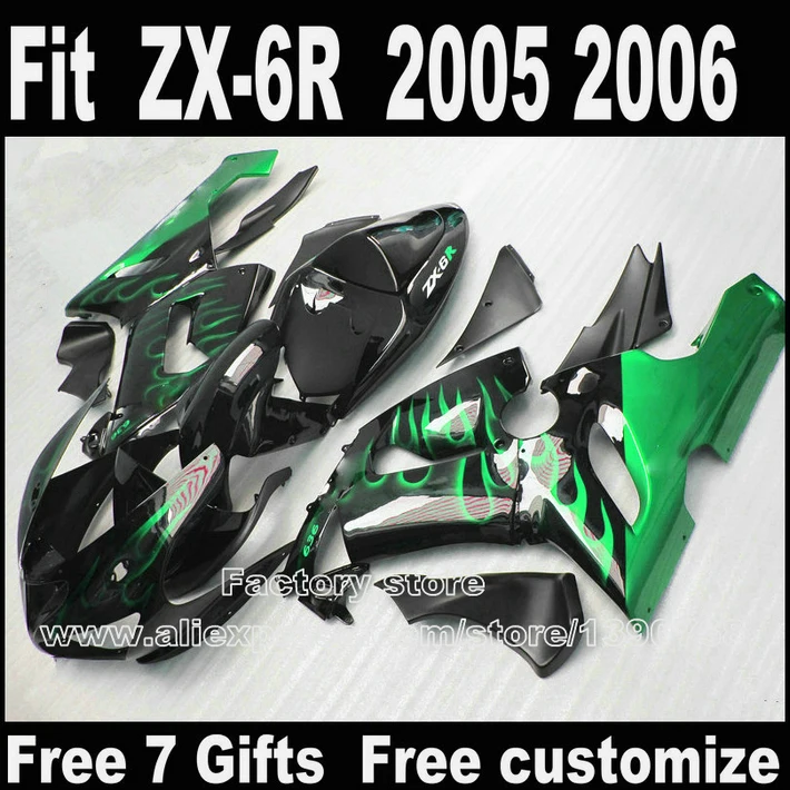 Комплект пластиковых обтекателей для Kawasaki ZX6R 2005 2006 КОМПЛЕКТЫ КУЗОВОВ 05 06 детали