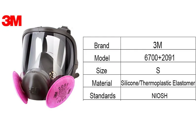 3 м 6700+ 2091 полный уход за кожей лица Маска Респиратор маска стойкий к облучению пропускная способность фильтра против масла/ненефтяных твердых частиц LT032