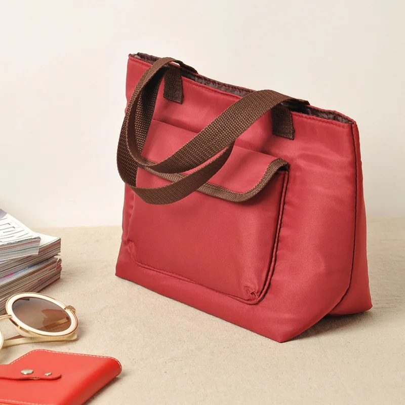 Сумка для ланча, водонепроницаемая сумка, экспортные качественные сумки для ланча, красная нейлоновая сумка с хлопковой изоляцией, переносная маленькая сумка Bento