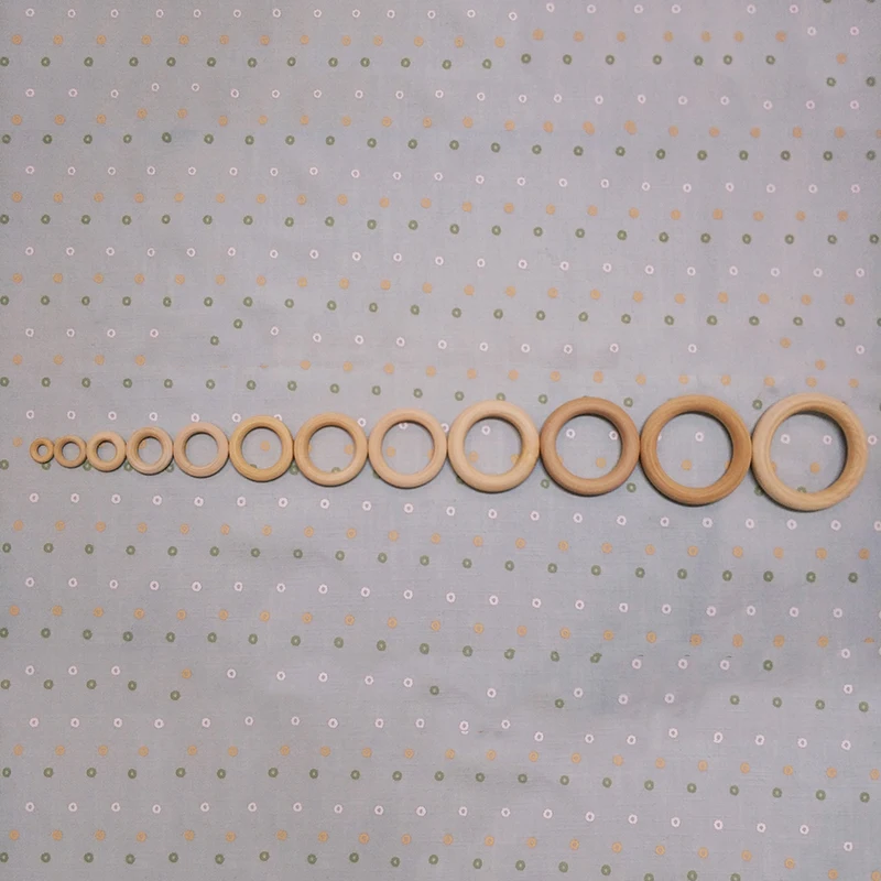 Детские деревянные кольца для прорезывания зубов 15 мм-90 мм, деревянные детские Прорезыватели для зубов, детские игрушки для самостоятельного изготовления ожерелья и браслетов