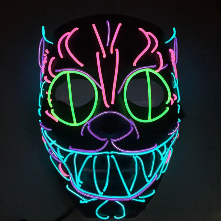 

19*17cm Cat Head Neon Masks Animal Modeling Halloween Party Festival Masquerade Performance Props Glow in the Dark Creative Toys
